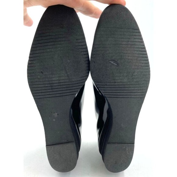 Womens Salvatore Ferragamo Black Patent Leather Wedge Pump Shoes 9 8 0837763 - Picture 6 of 7